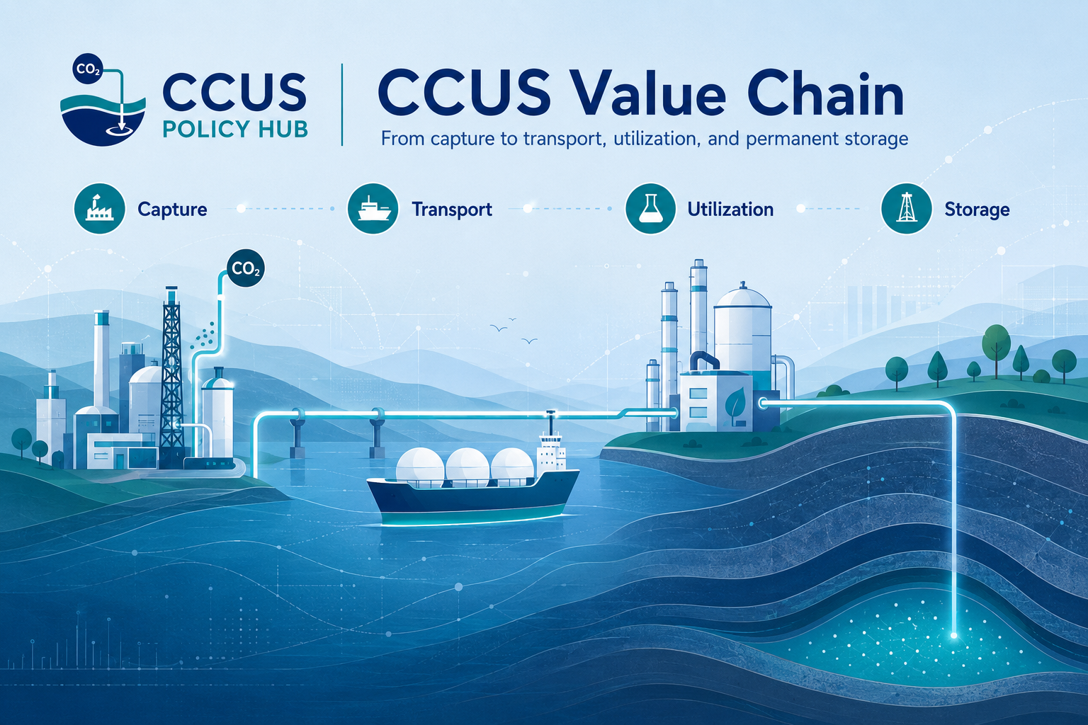 连接碳捕集、运输、利用与永久地质封存的 CCUS 完整价值链
